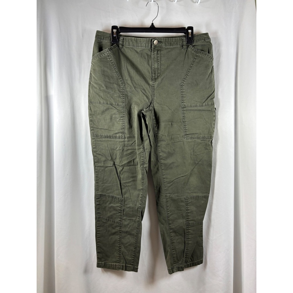 Style & Co Womens Olive Green Utility Cargo Tapered Leg Pants Size 12 Stretch